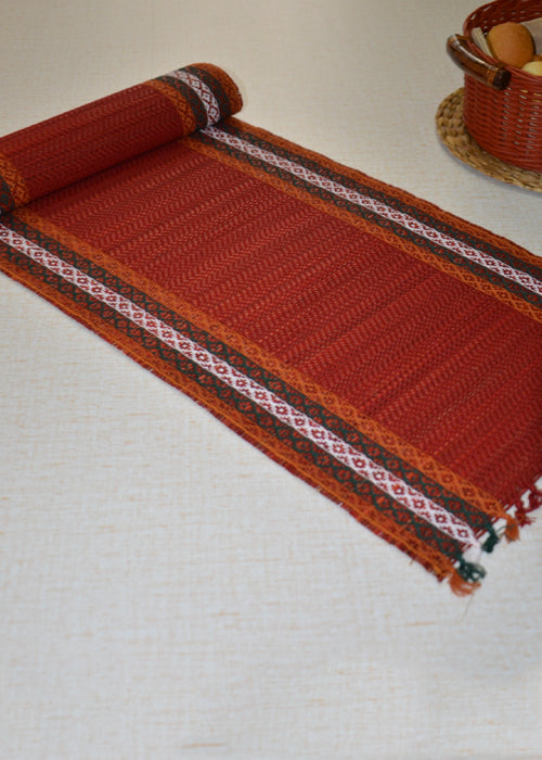 Dharini Madurkathi Tassels Table Runner (Maroon)