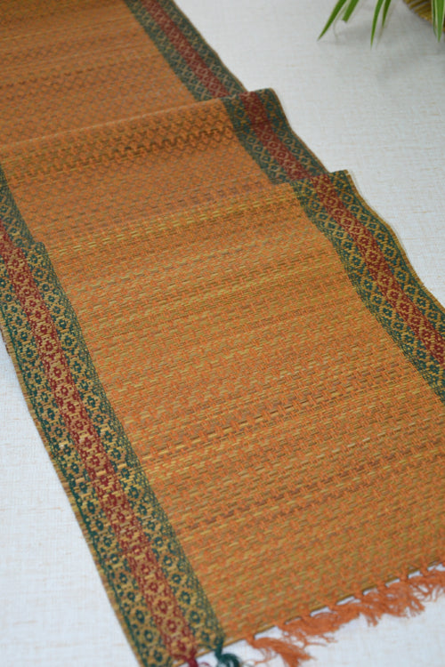 Dharini Madurkathi Tassels Table Runner Mustard