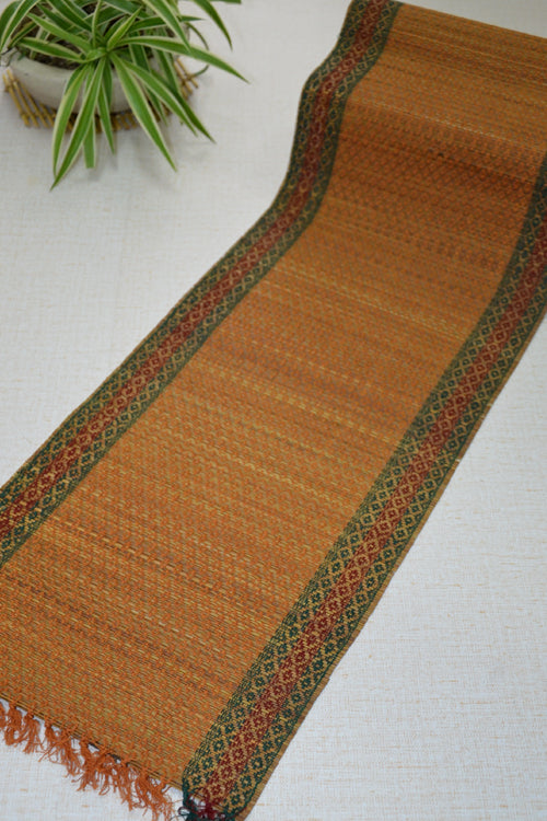 Dharini Madurkathi Tassels Table Runner Mustard