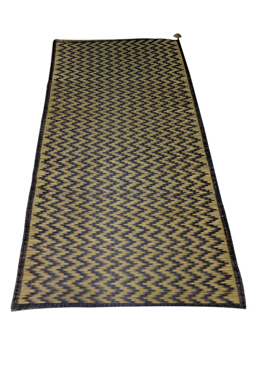 Dharini Madurkathi Chevron Pattern Floor Mat (3Ft x 6Ft) (Charcoal-Natural)