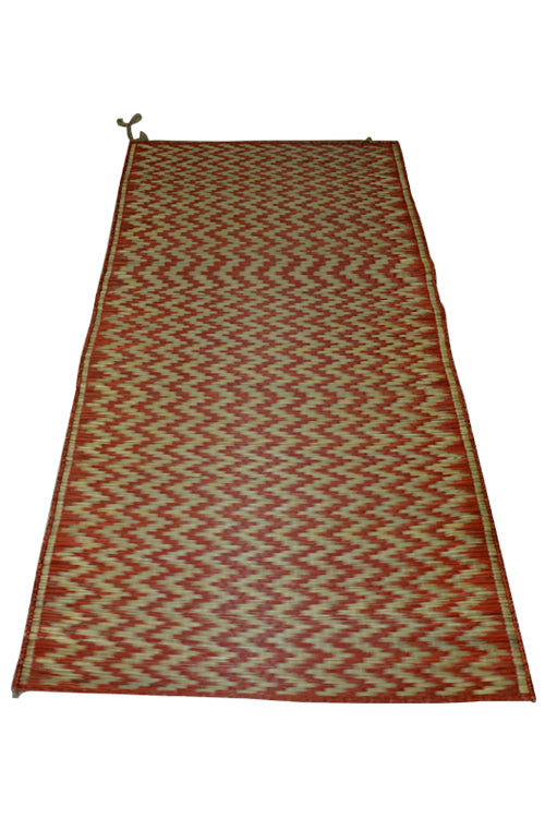 Dharini Madurkathi Chevron Pattern Floor Mat (3Ft x 6Ft) (Rust-Natural)