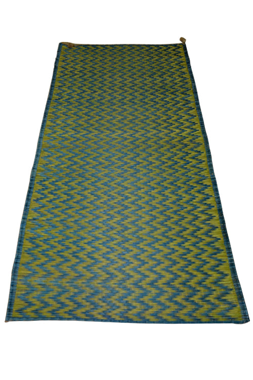 Dharini Madurkathi Chevron Pattern Floor Mat (3Ft x 6Ft) (Green-Blue)