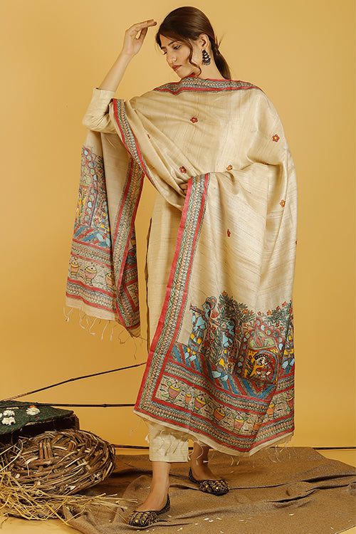 Doli Bidaai Tussar Silk Madhubani Dupatta Online