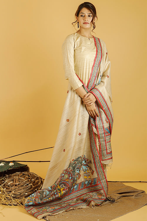Doli Bidaai Tussar Silk Madhubani Dupatta Online