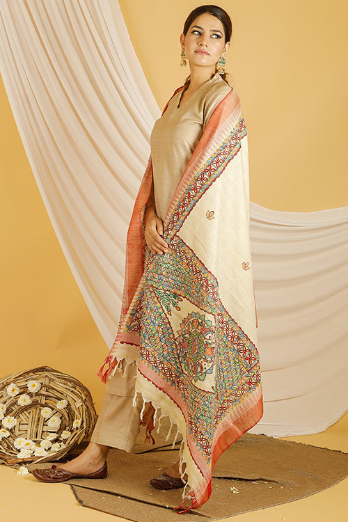 Mithila Border Pure Cotton Madhubani Dupatta Online