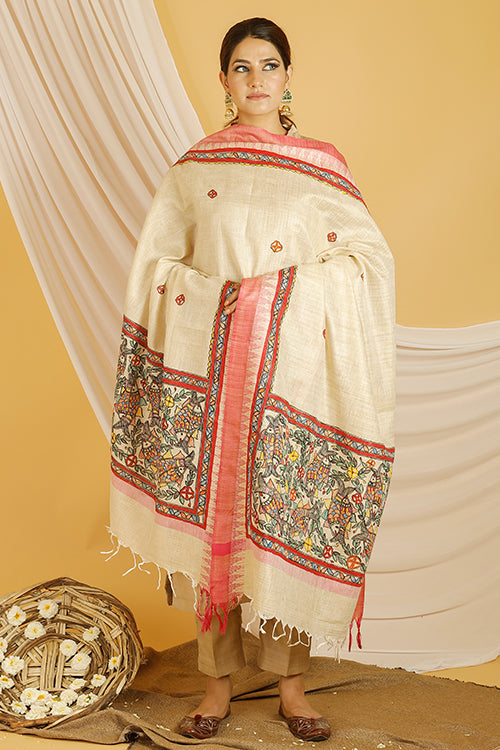 Surmai Pond Pure Cotton Madhubani Dupatta Online