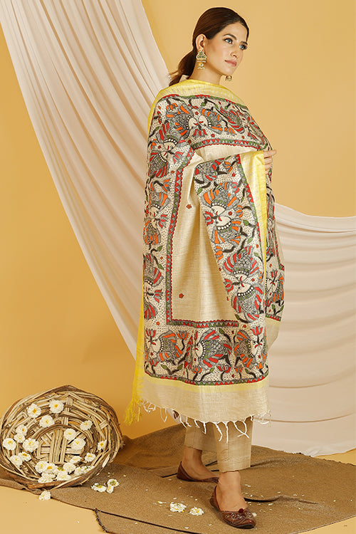 Matsya Pure Cotton Madhubani Dupatta Online