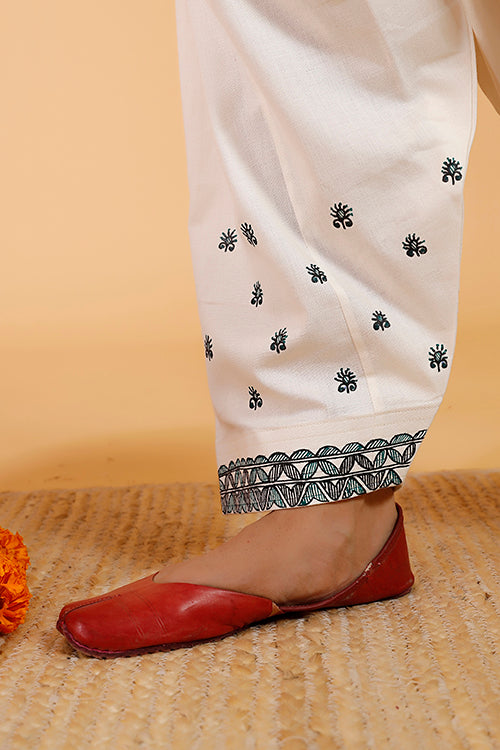 Gubbaro Handpainted Madhubani 'Videha Maithil' Cotton Patiala Pant