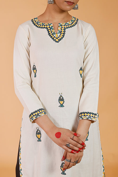 Gubbaro Madhubani Surmai Traditional Cotton Kurta For Women Online