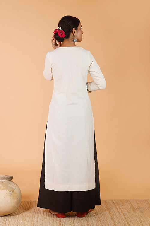 Gubbaro Handpainted Madhubani 'Surmai' Cotton Kurta