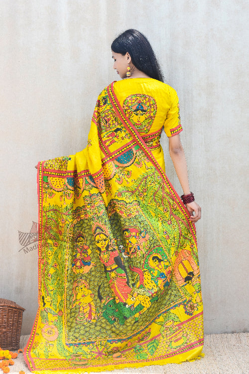 Madhubani Paints Handpainted Madhubani 'Divyani' Tussar Silk Saree