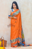 Madhubani Paints Handpainted Madhubani 'Bhavya Durga' Tussar Silk Saree