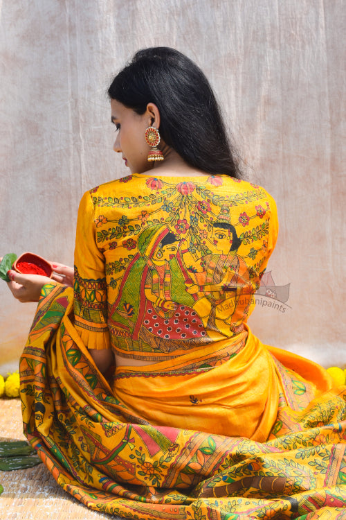 Madhubani Paints Handpainted Madhubani 'Vivah' Tussar Silk Blouse
