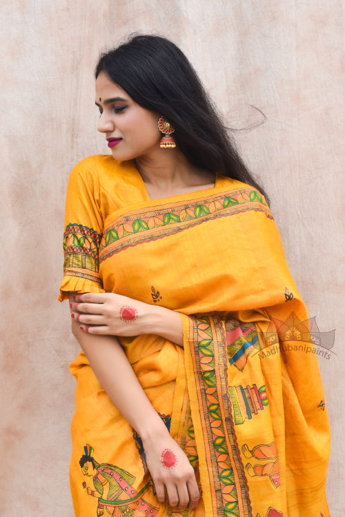 Madhubani Paints Handpainted Madhubani 'Vivah' Tussar Silk Blouse