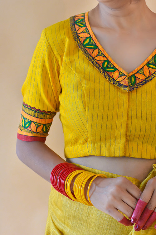Saanjh Handpainted Madhubani Chanderi Blouse Gubbaro