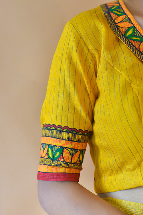 Saanjh Handpainted Madhubani Chanderi Blouse Gubbaro