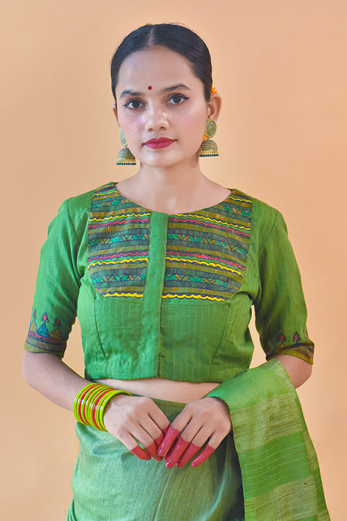 Gol Mayuri Handpainted Madhubani Chanderi Blouse Gubbaro