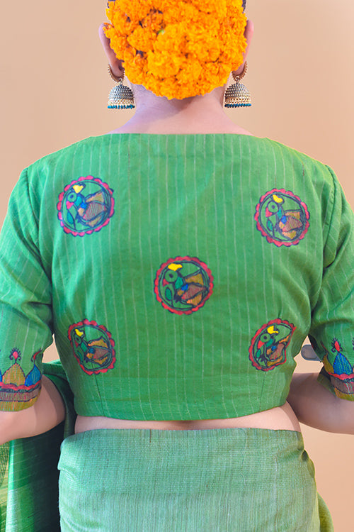 Gol Mayuri Handpainted Madhubani Chanderi Blouse Gubbaro