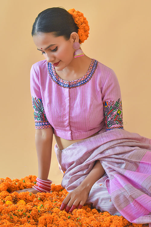Sanskriti Handpainted Madhubani Chanderi Blouse Gubbaro