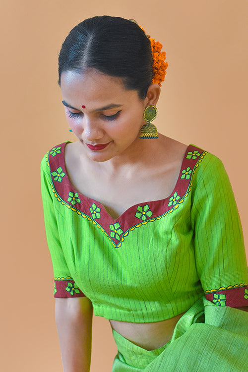 Sindoordan Handpainted Madhubani Blouse Gubbaro
