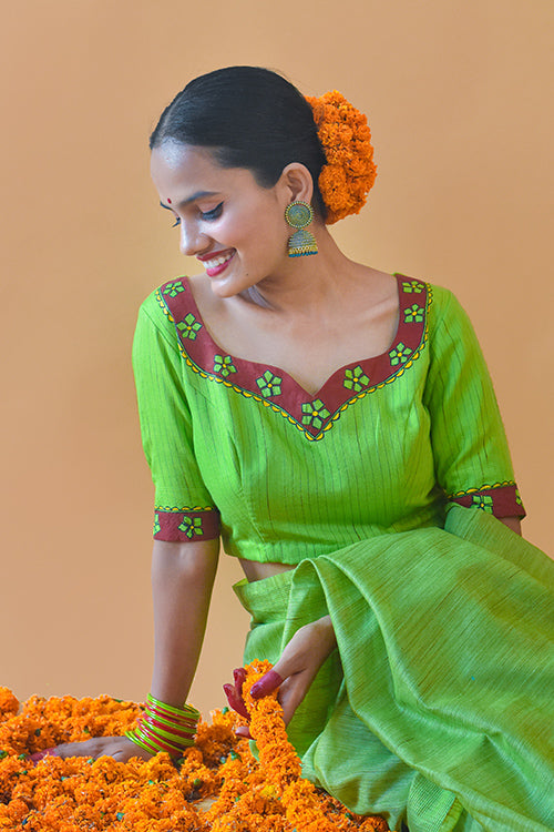 Sindoordan Handpainted Madhubani Blouse Gubbaro