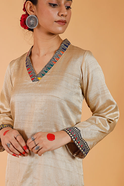 Gubbaro Handpainted Madhubani 'Radha-Krishna' Kurta