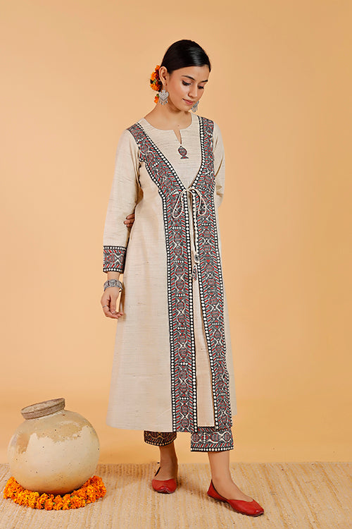 Gubbaro Madhubani Laal Surmai Traditional Cotton Kurta For Women Online