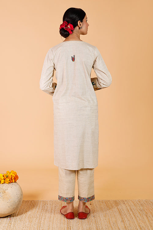 Gubbaro Handpainted Madhubani 'Nandi' Cotton Kurta