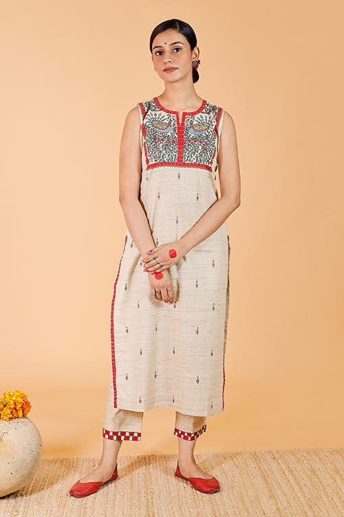 Gubbaro Madhubani Mithila Mayur Traditional Cotton Kurta For Women Online