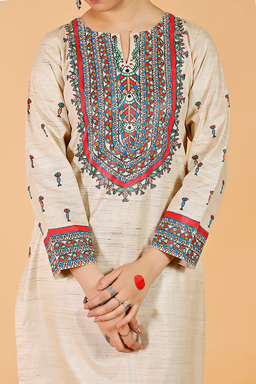 Gubbaro Handpainted Madhubani 'Tilkor Kamal' Cotton Kurta