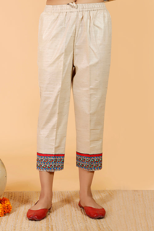 Gubbaro Handpainted Madhubani 'Tilkor Kamal' Cotton Pant