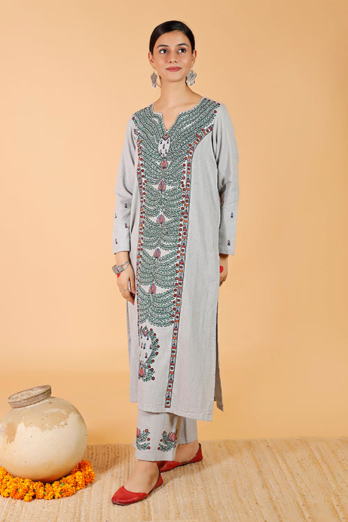 Gubbaro Madhubani Manmohana Surmai Leela Traditional Cotton Kurta For Women Online