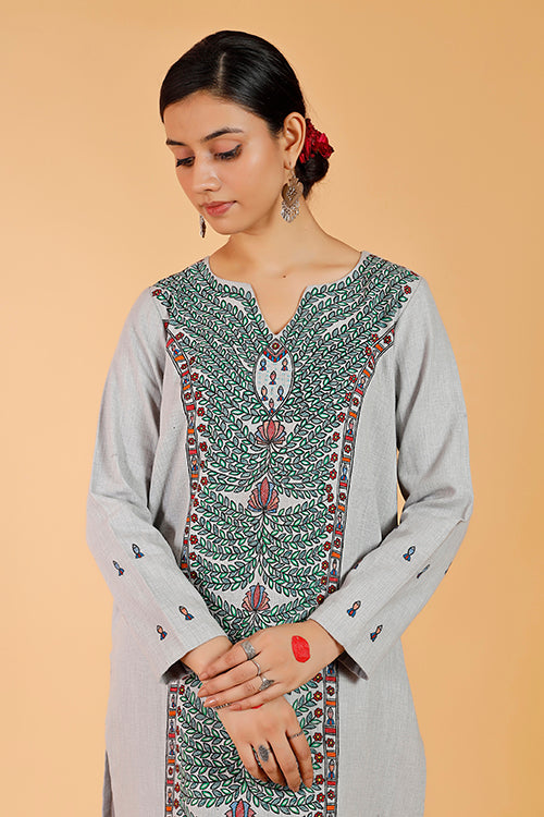 Gubbaro Madhubani Manmohana Surmai Leela Traditional Cotton Kurta For Women Online