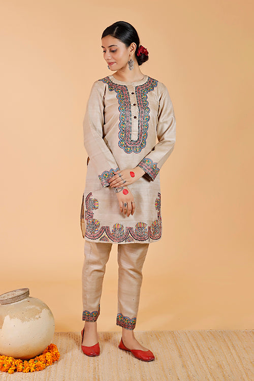 Gubbaro Madhubani Kamal Nain Traditional Silk Kurta For Women Online