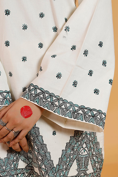 Gubbaro Handpainted Madhubani 'Videha Maithil' Cotton Kurta