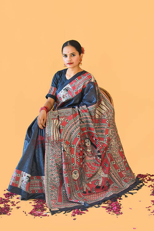 Narayani Handpainted Madhubani Saree Online