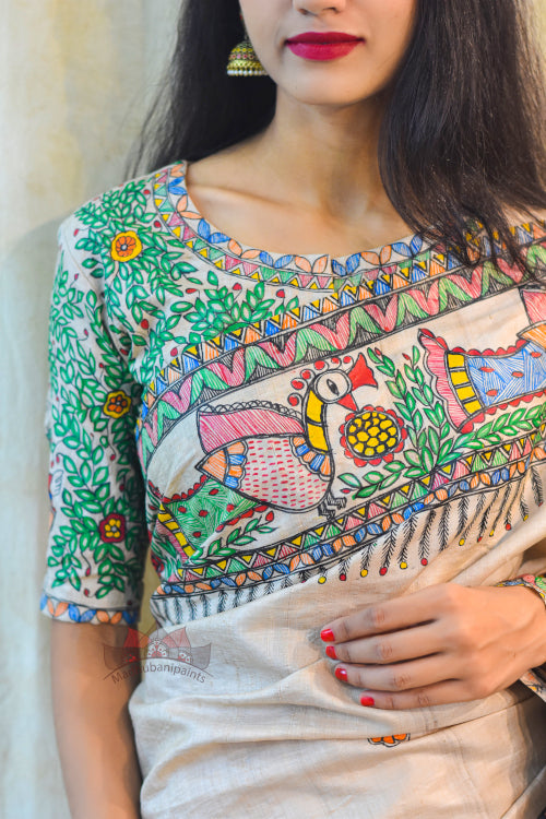 Manorath Handpainted Madhubani Tussar Silk Saree Online
