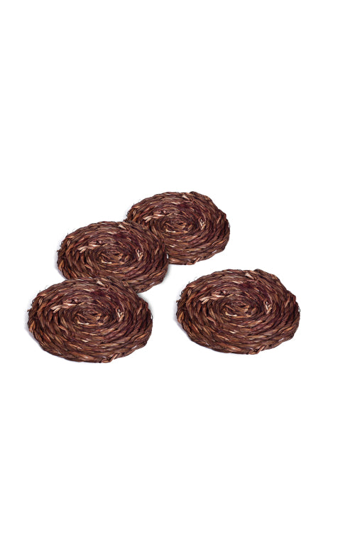 Kadam Haat Handmade Sabai Grass Coaster set of 4 (Brown)