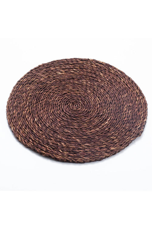Kadam Haat Handmade Sabai Grass Round Table Mat Set Of 4 (Brown)