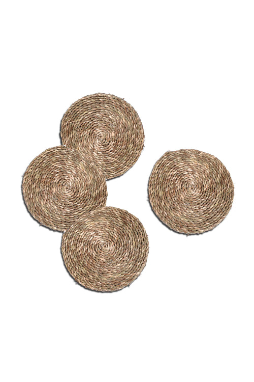 Handmade Sabai Grass Round Table Mat Set Of 4 (Natural)