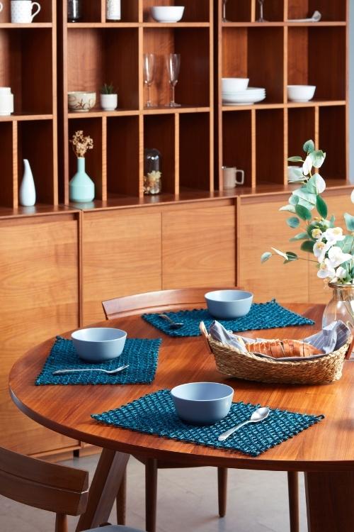 Kadam Haat Handmade Sabai Grass Table Mat (D Blue)