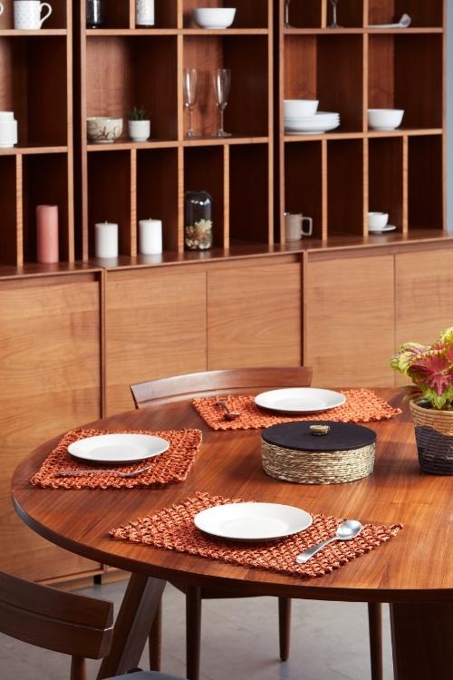 Kadam Haat Handmade Sabai Grass Table Mat (Orange )