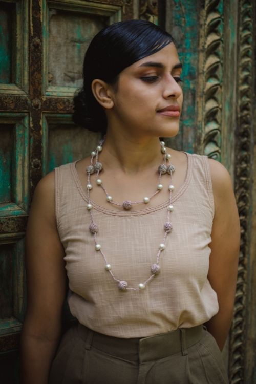 Samoolam Rose Gold Crochet Beads Necklace