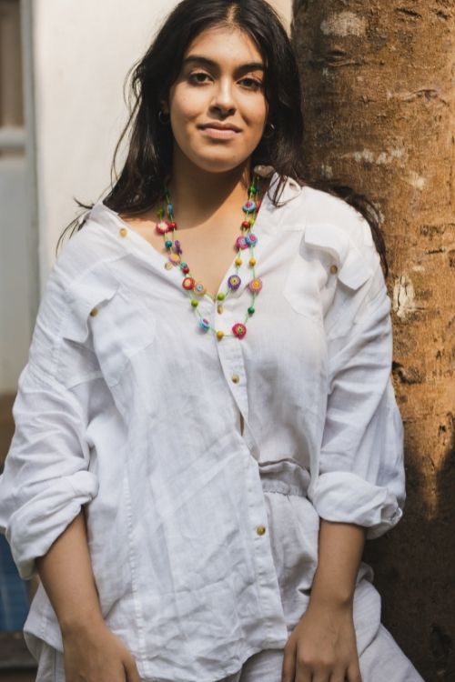 Samoolam Multicoloured Tikki with Beads Necklace