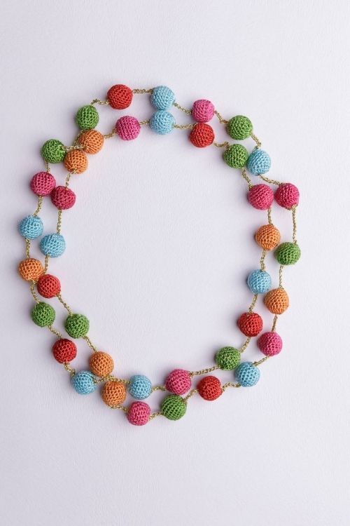 Samoolam Handmade Crochet Mela Necklace - Multicolour Beads