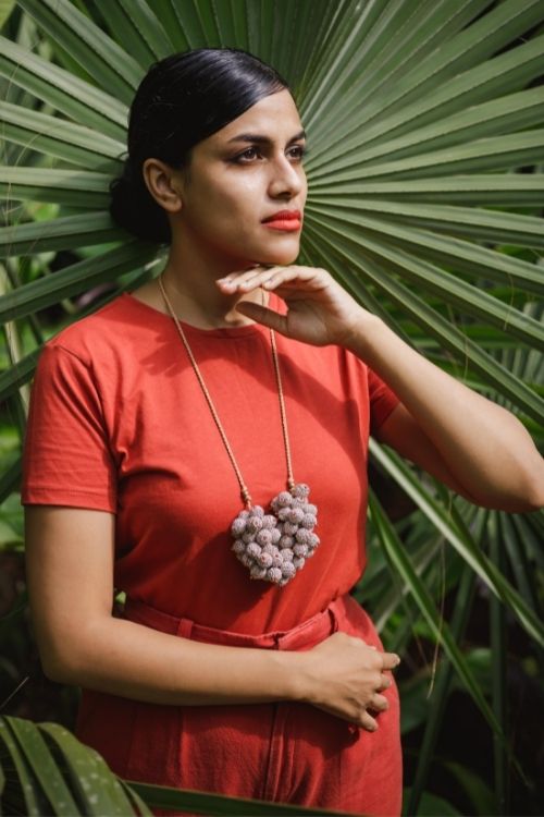 Samoolam Handmade Crochet Devi Necklace - Rose Gold