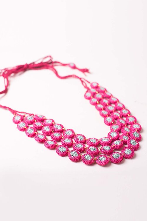 Samoolam Handmade Crochet Mausam Necklace - Lotus