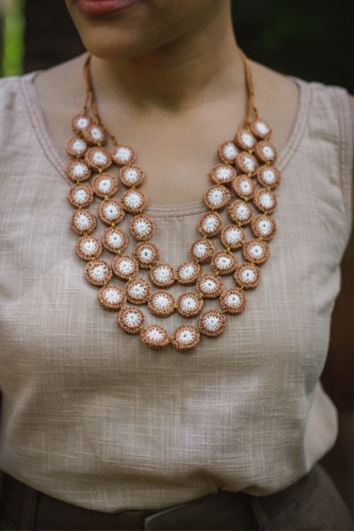 Samoolam Handmade Crochet Mausam Necklace - Earth