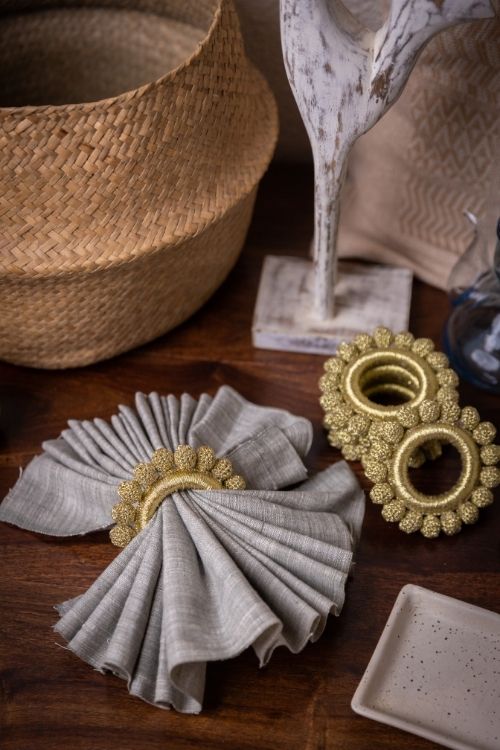 Samoolam Handmade Crochet Ziba Napkin Holders Golden Beads