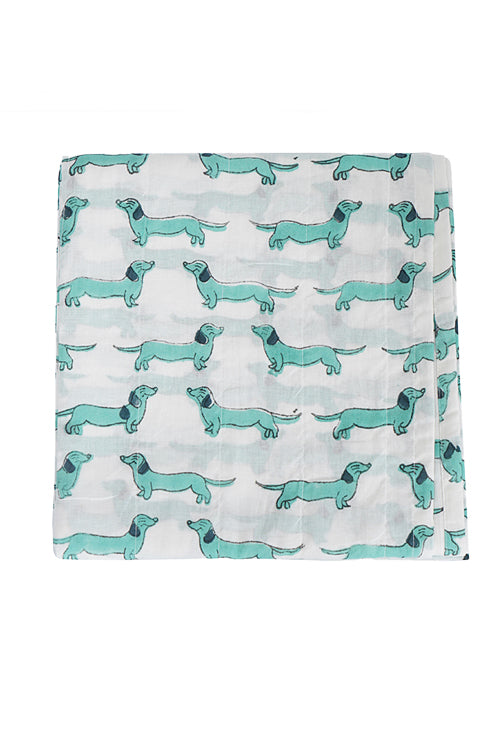 Earthen Nest Kids Quilt Set Green Dog